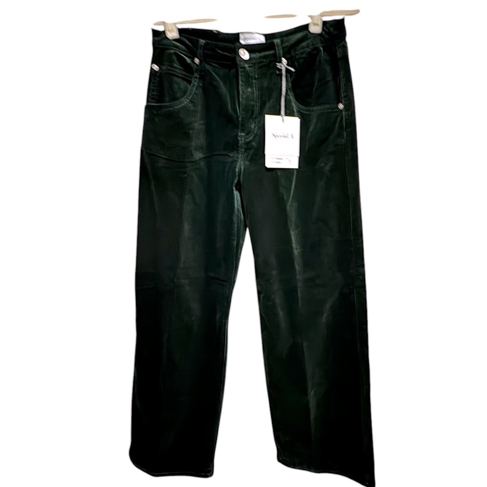 Special A - green corduroy wide leg jeans - size 7 - NWT